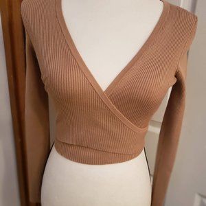 NWT Forever 21 Tan Half-Top Long Sleeve Sweater